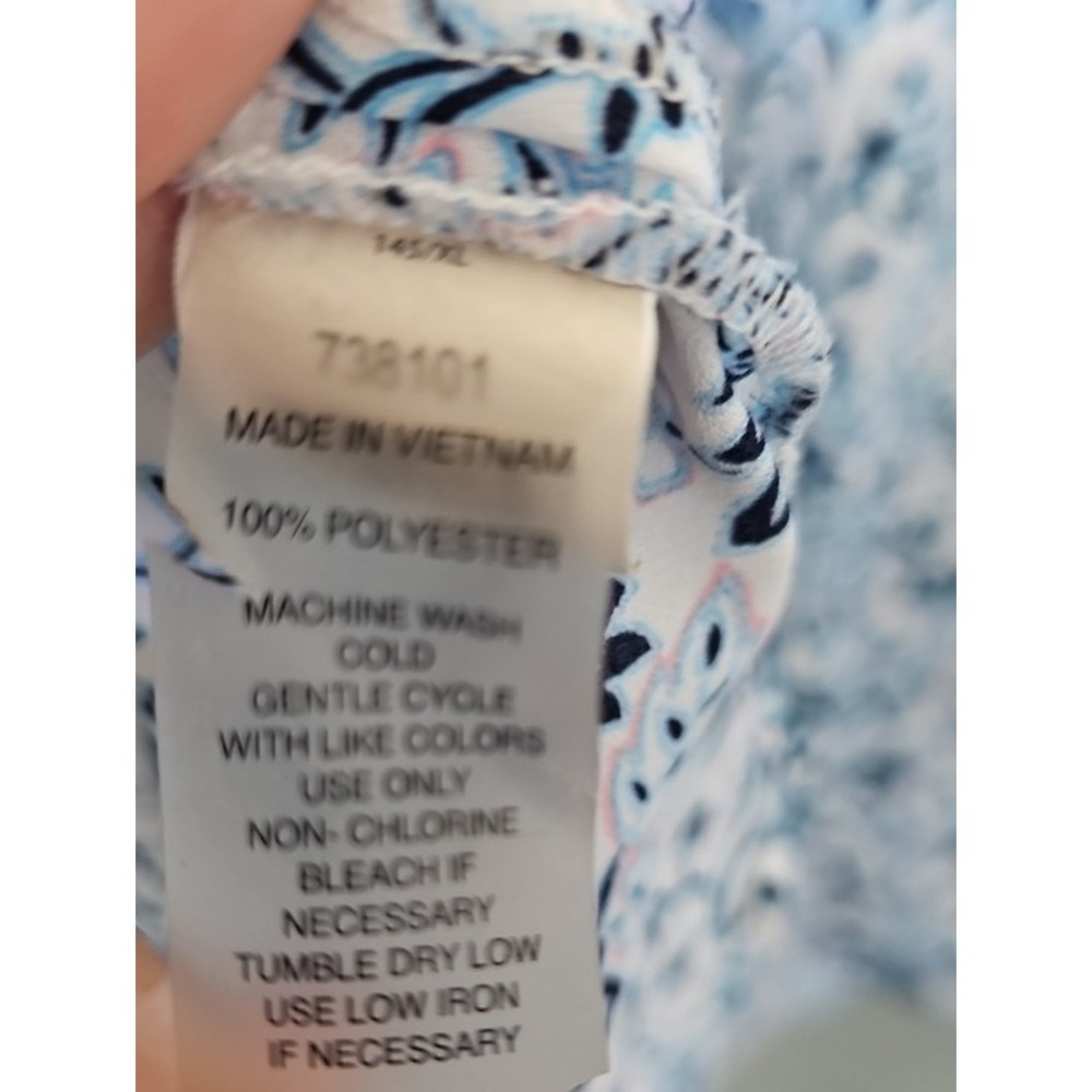 Chaus New York Sleeveless Floral Paisley V-Neck Blouse Boho Blue White XL - Picture 7 of 9